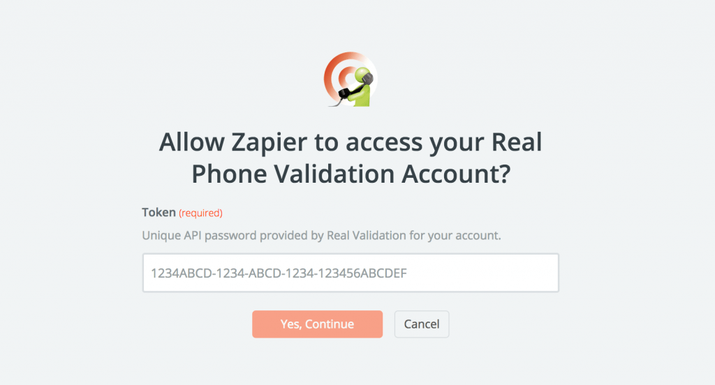 Allow Zapier to access your RealPhoneValidation account
